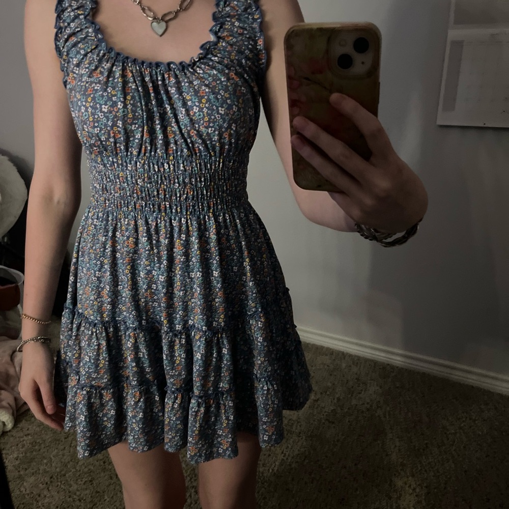 Urban Outfitters Black and White Smocked Mini Sundress